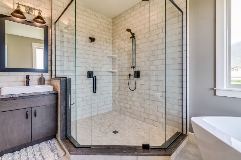 Corner Shower with Built-In Shelves